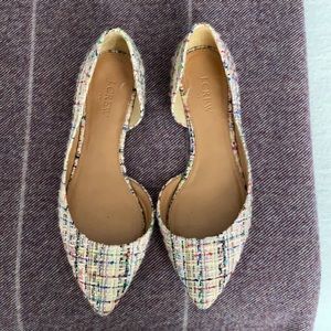 JCrew multi color tweed flats